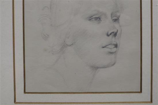 Winifred Knights (1899-1947), Portrait study circa 1920, label verso, pencil, 11.5cm square